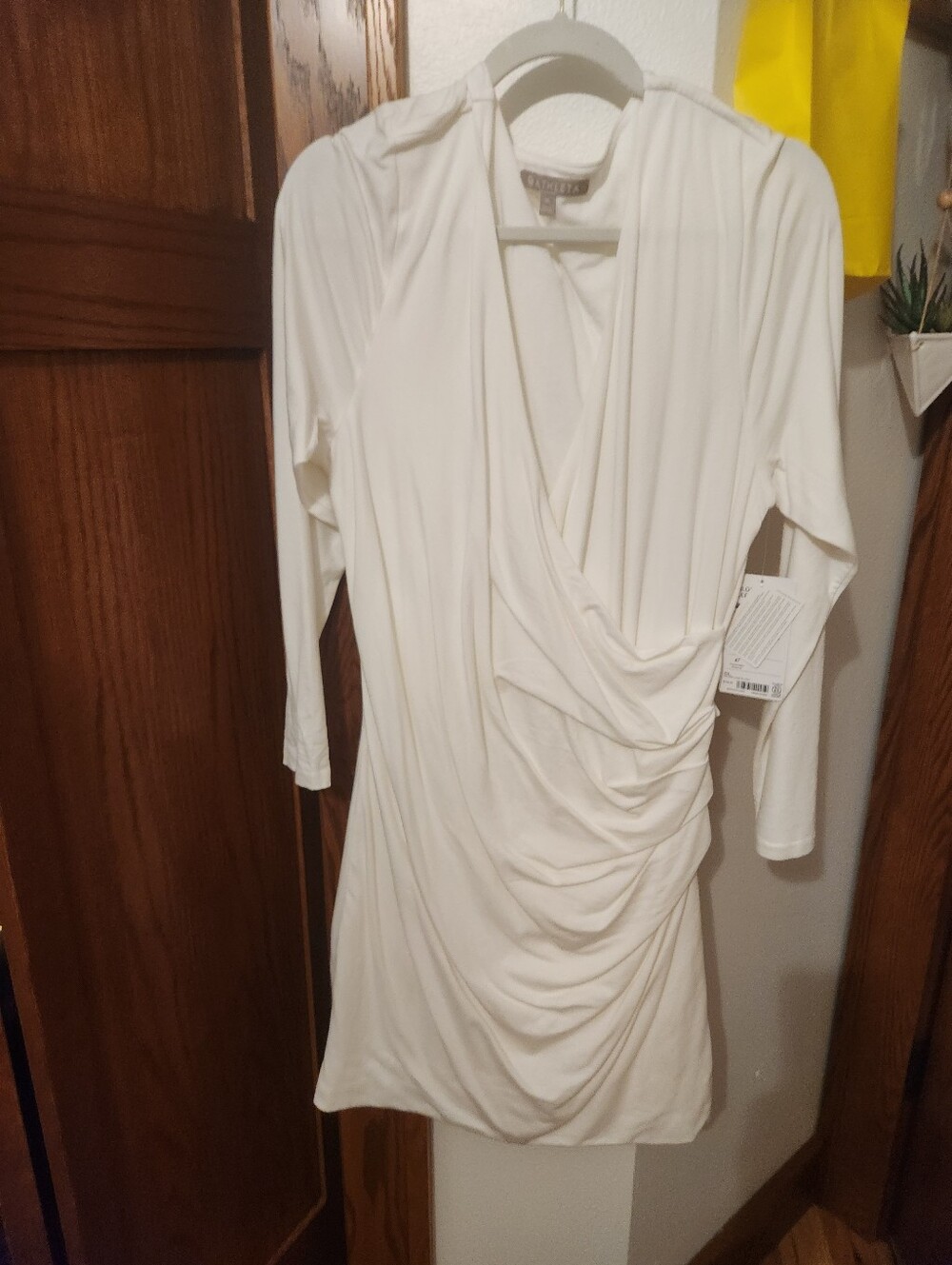 Women's ATHLETA White Draped Wrap-Front Dress